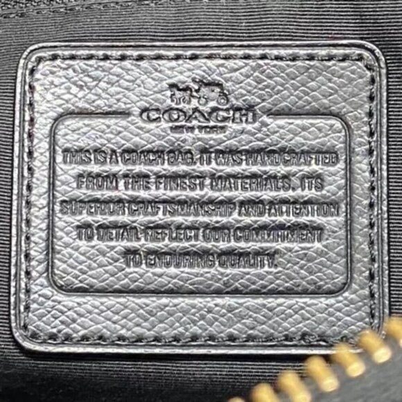 Coach Cora F36703 Patent Crossgrain Leather Black Gold Convertible Shoulder Bag - Picture 15 of 16